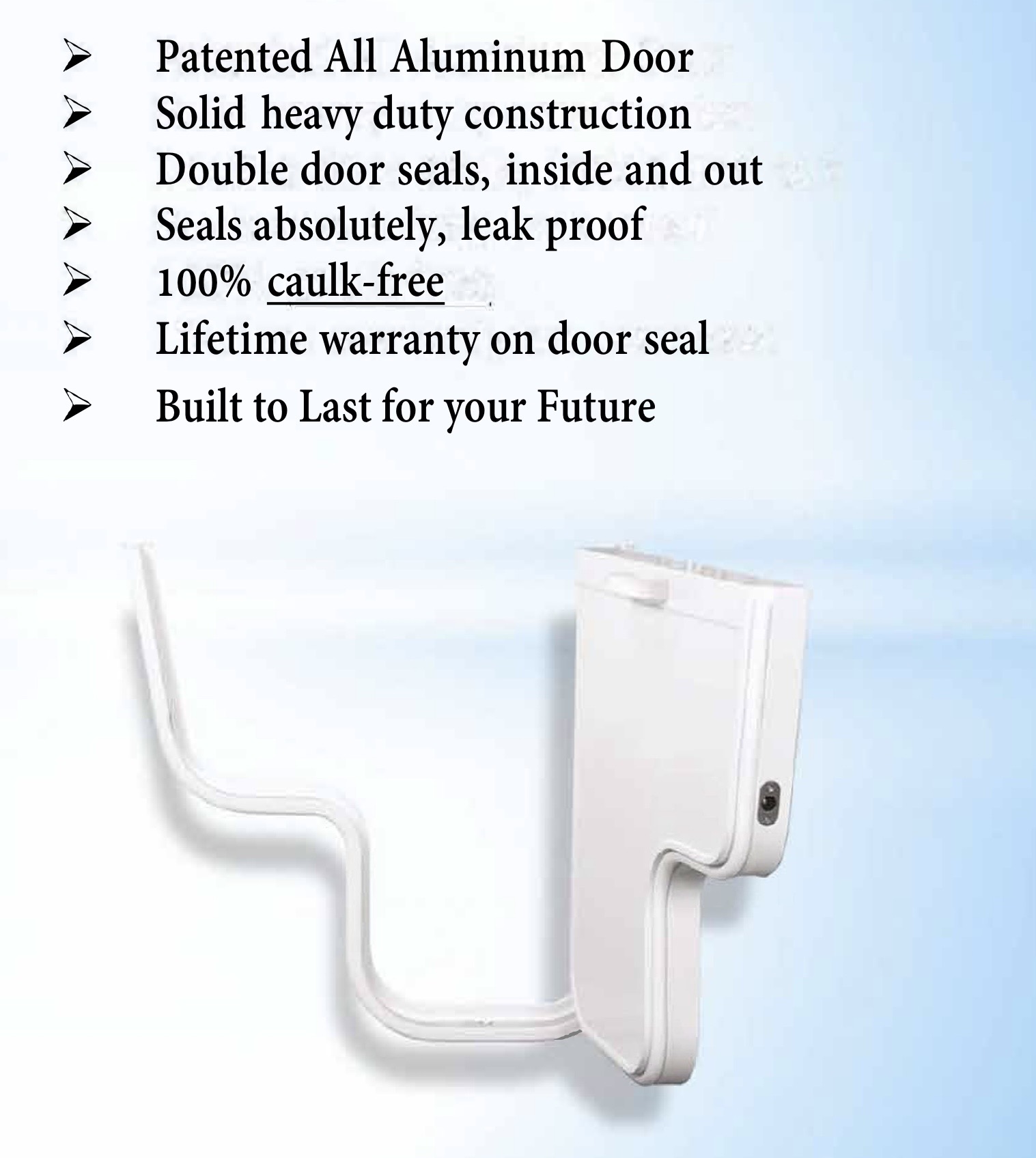 Secure Bath patented heavy duty aluminum walk-in tub door and frame with double seals